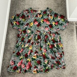 ASOS sheer floral babydoll smock dress sz 14